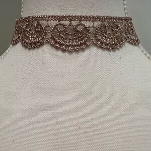 Taupe Crochet Lace Choker – Adjustable Fit | Handmade Elegance